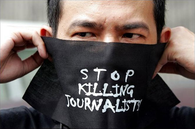 "Parem de matar jornalistas", dia a mensagem em foto da Unesco