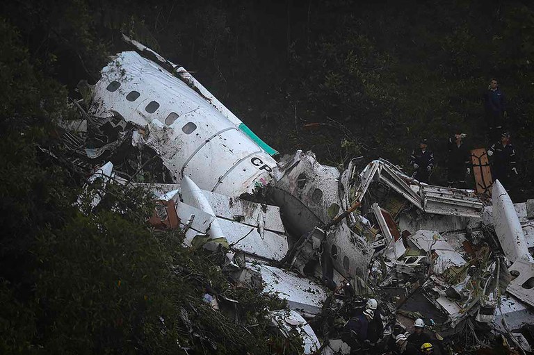Acidente aéreo da Chapecoense. Foto: AFP